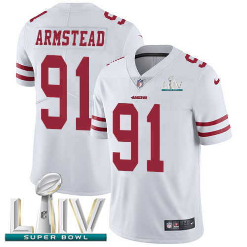 San Francisco 49ers Nike 91 Arik Armstead White Super Bowl LIV 2020 Youth Stitched NFL Vapor Untouchable Limited Jersey